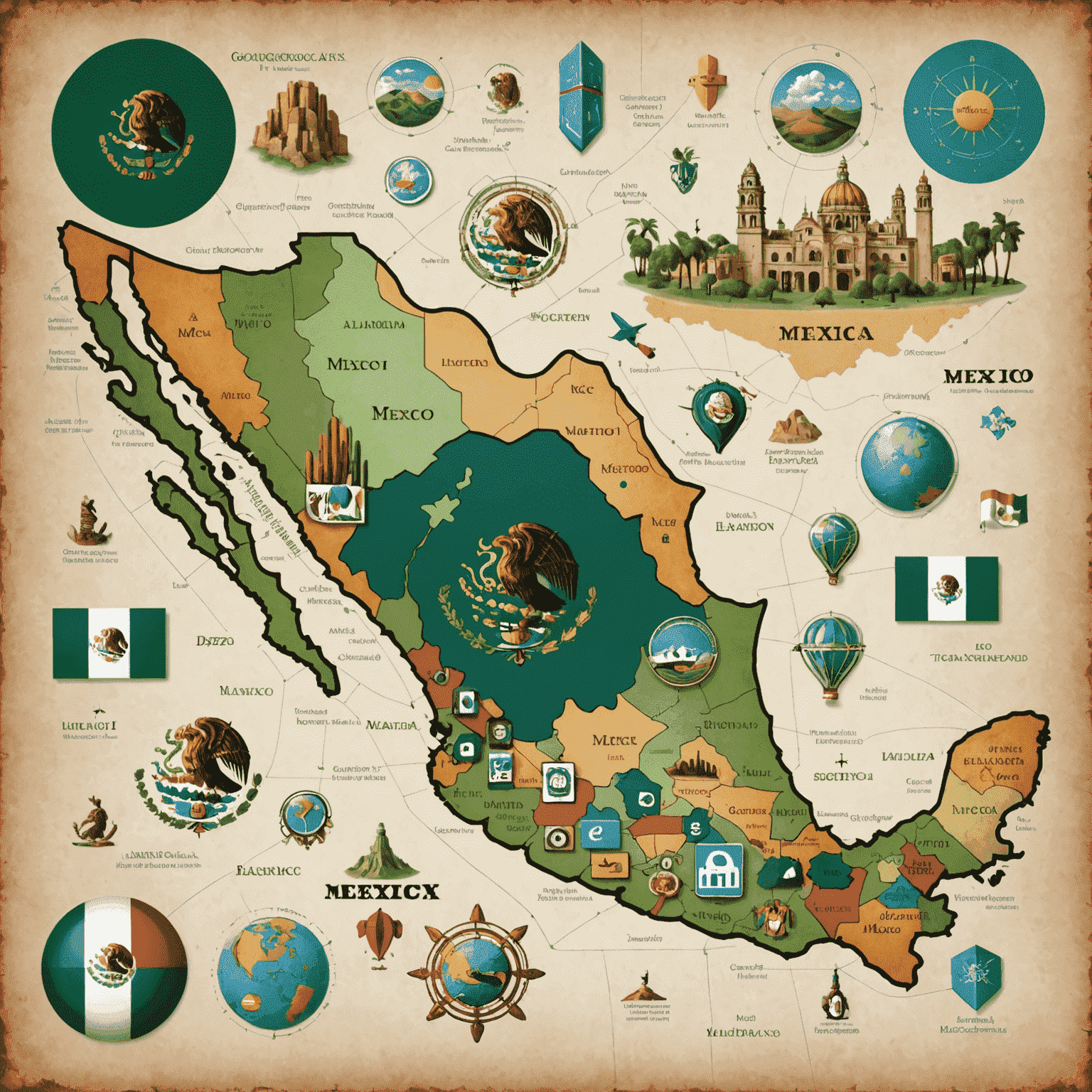 Imagen de un mapa de México con iconos de tecnología e IA superpuestos, representando el crecimiento de la IA en el país