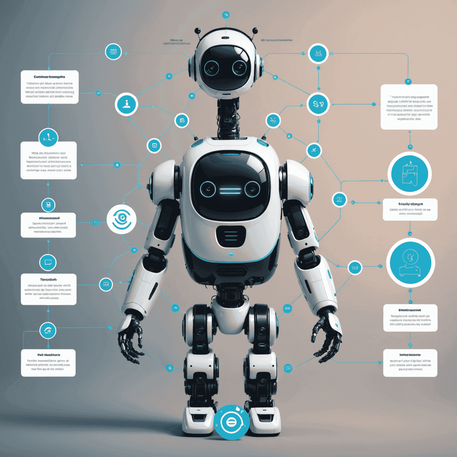 Diagrama que muestra el flujo de implementación de un chatbot de IA, desde la selección de tecnología hasta la integración con agentes humanos