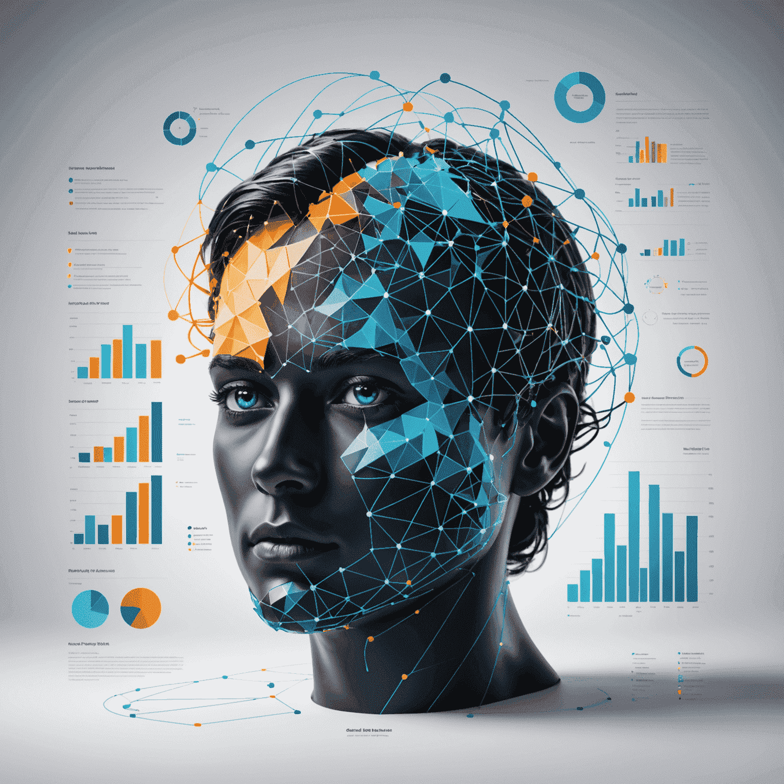 Visualización de datos complejos y gráficos de IA analizando información empresarial